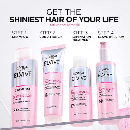 L'Oréal Paris Elvive Glycolic Gloss Sulphate Free Shampoo for Dull Hair 200ml - Image 2
