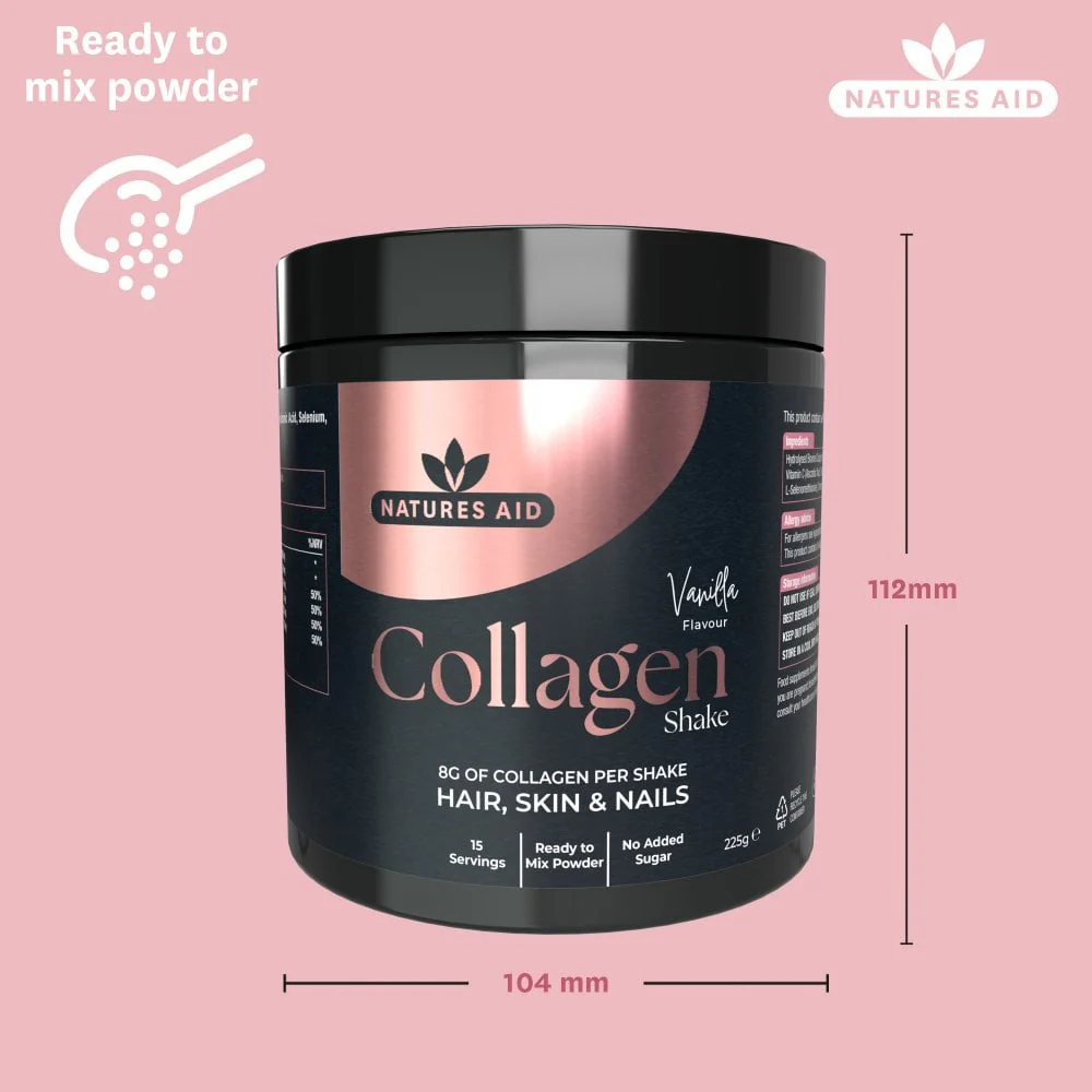 Nature’s Aid Vanilla Collagen Shake 225g – Hydrolysed Collagen Powder - Image 4
