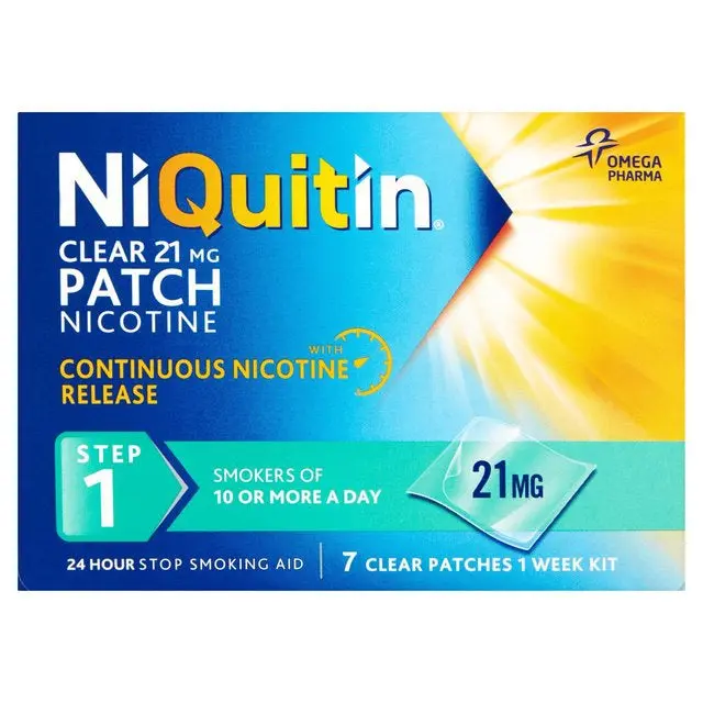 NiQuitin Clear Step 1 21mg Patch 7 Pack | Stop Smoking Patch Ireland | Chemco Pharmacy