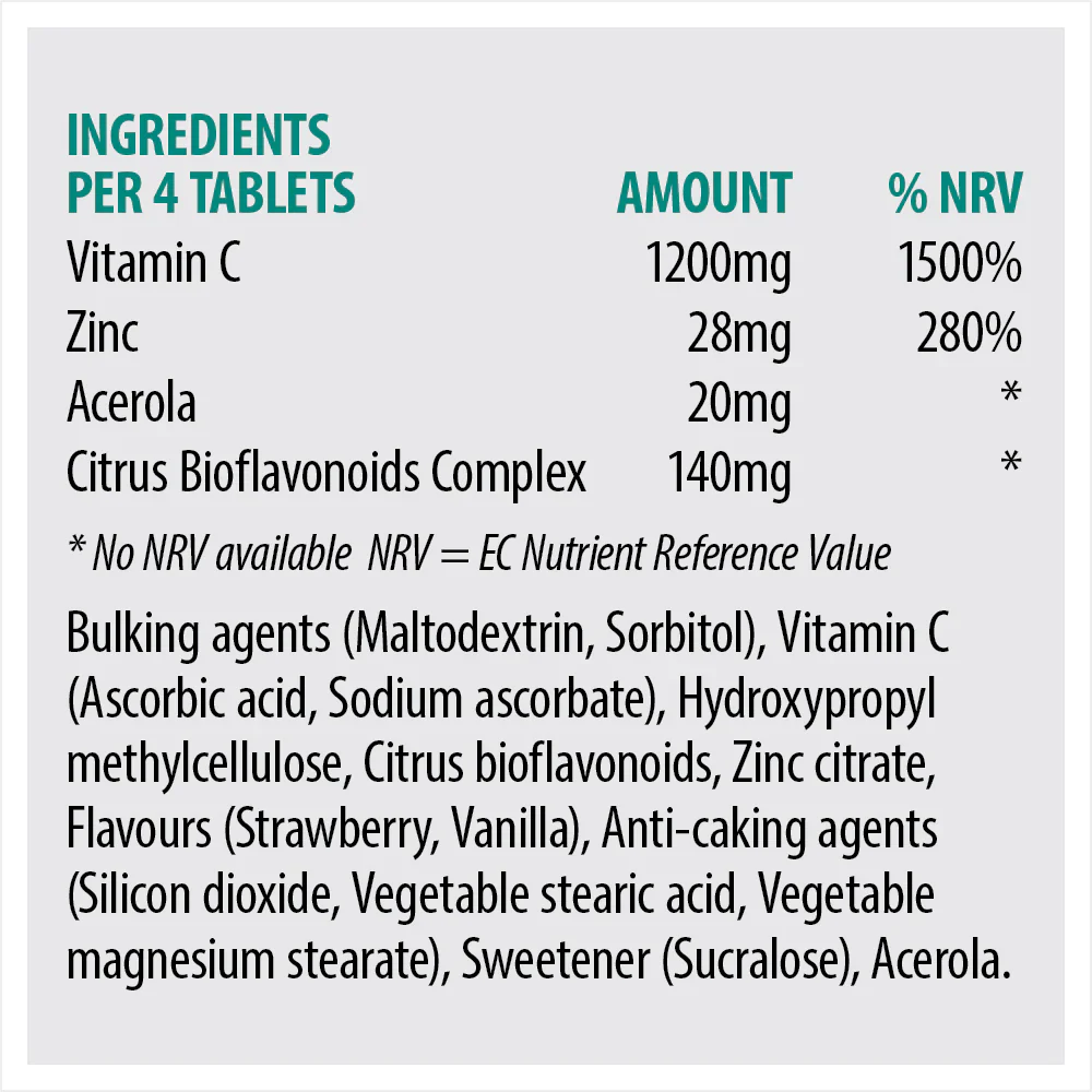 Sona Zinc & Vitamin C Chewable Tablets 30 Pack - Image 2